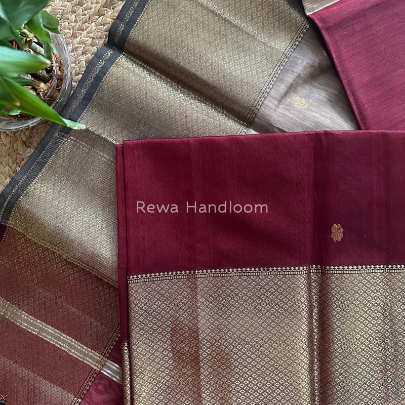 Maheshwari Maroon Zari Skirt Butti Saree ZSB037