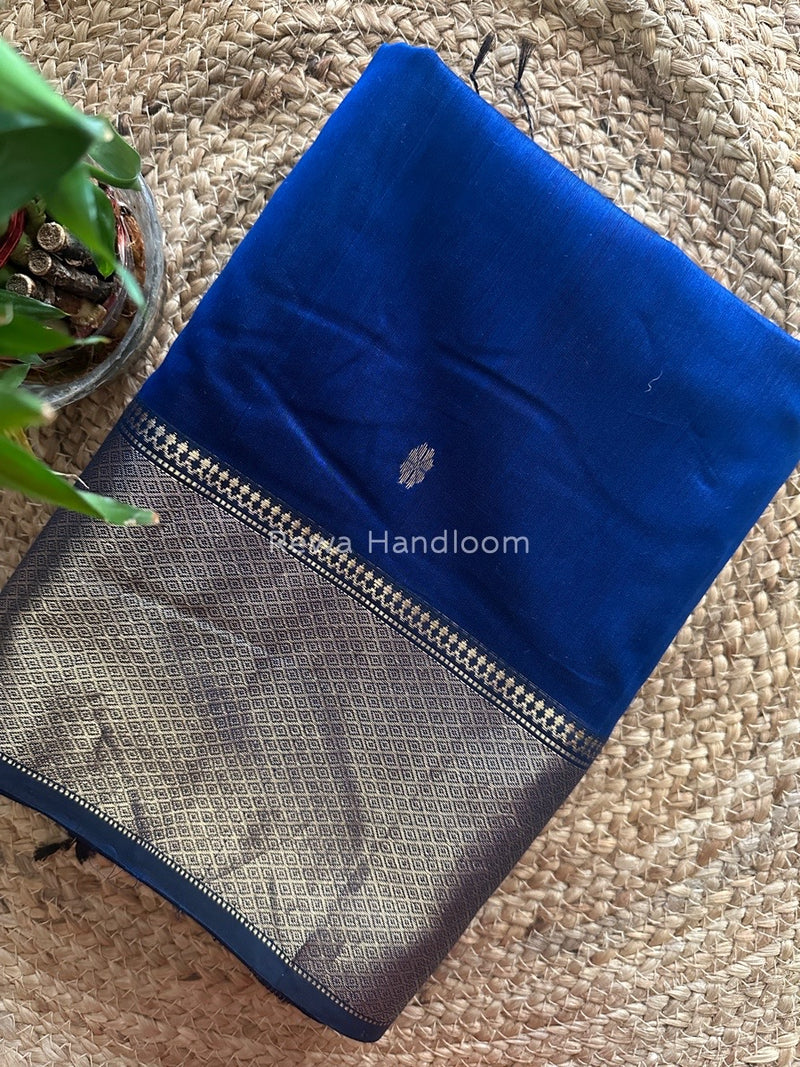 Maheshwari Royal Blue Zari Skirt Butti Saree ZSB030