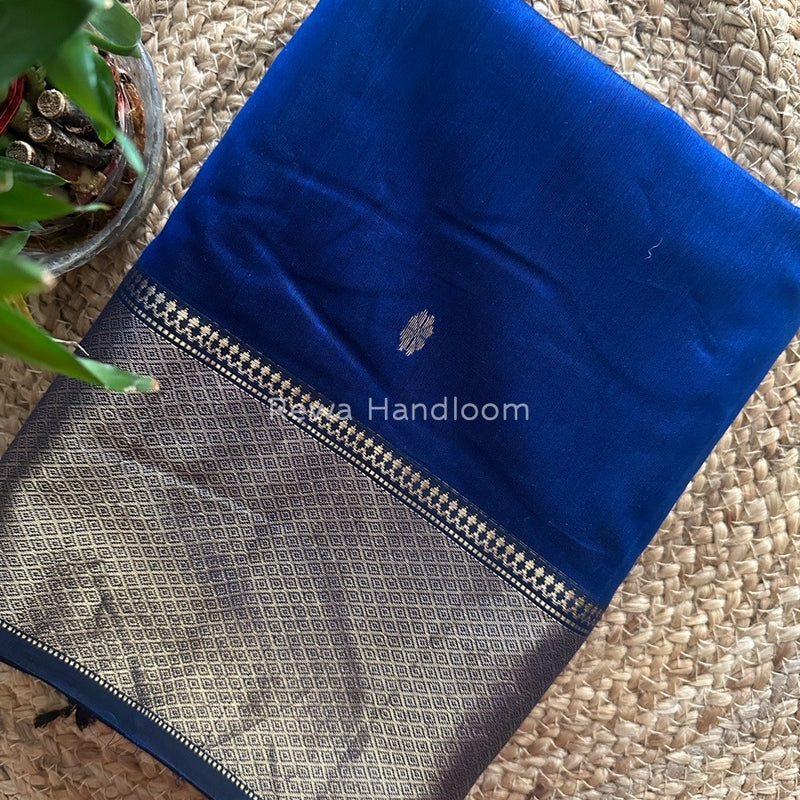 Maheshwari Royal Blue Zari Skirt Butti Saree ZSB030