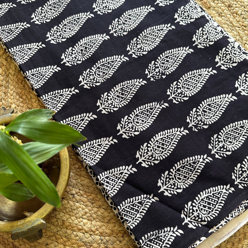 Black-White Bagh Print Cotton Suit- BCS10