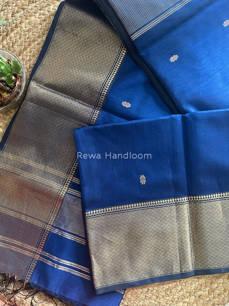 Maheshwari Royal Blue Zari Skirt Butti Saree ZSB030