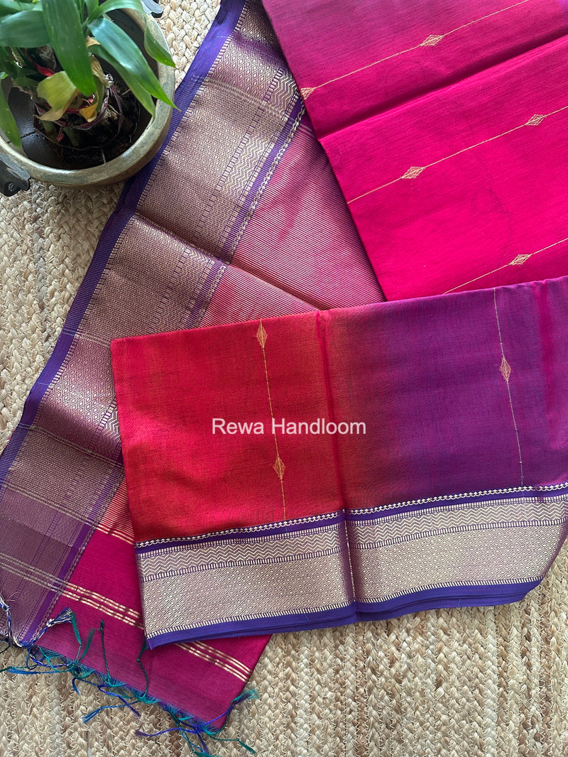 Maheshwari Magenta Shaded Butti Saree SBBS052