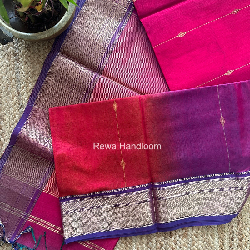 Maheshwari Magenta Shaded Butti Saree SBBS052