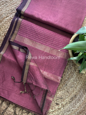 Maheshwari Onion Pink Tissue Silk Saree-TCB0017