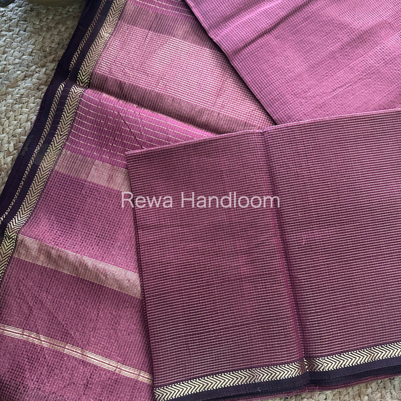 Maheshwari Onion Pink Tissue Silk Saree-TCB0017