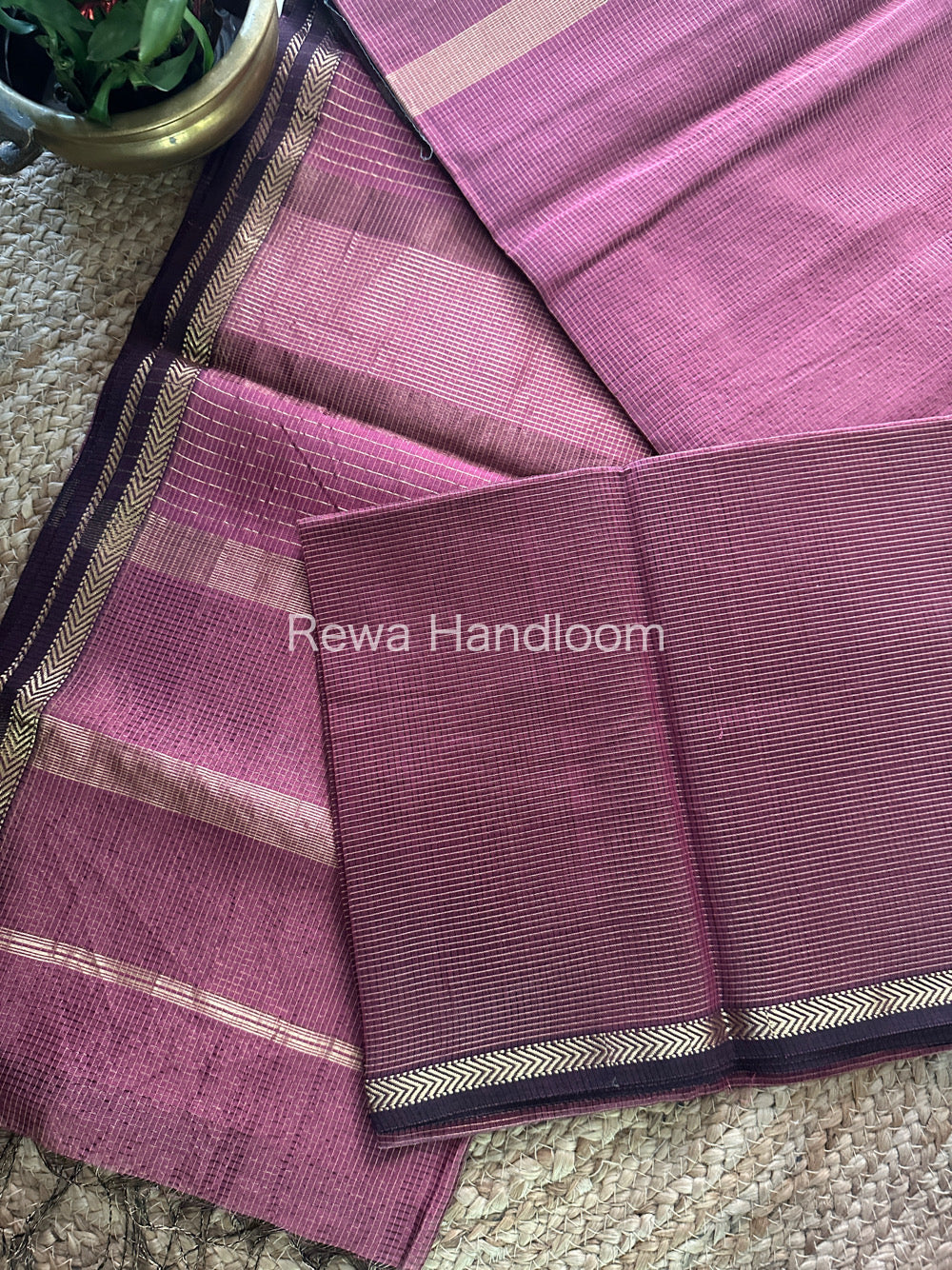 Maheshwari Onion Pink Tissue Silk Saree-TCB0017