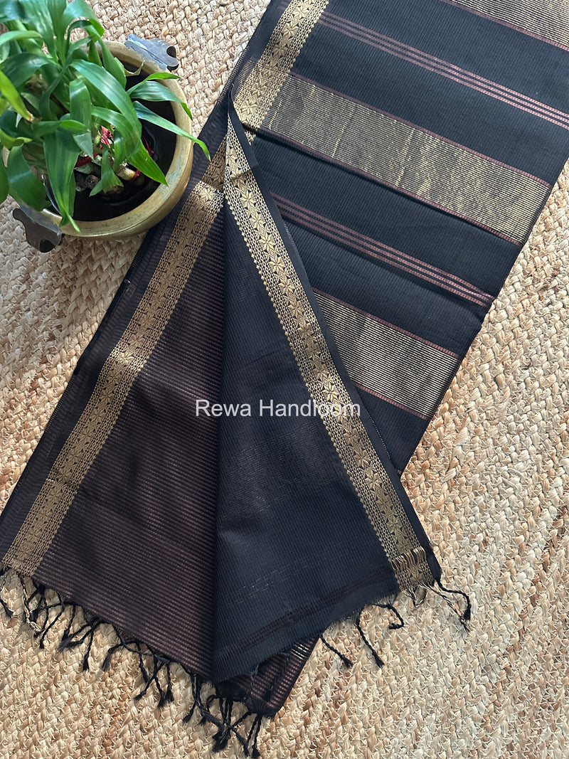 Maheshwari Coco Brown Garbha Reshami Silk Saree GS320