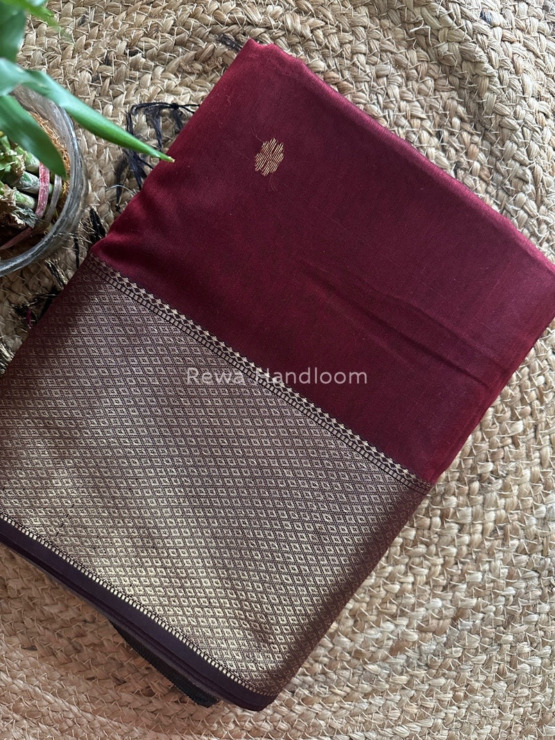 Maheshwari Maroon Zari Skirt Butti Saree ZSB032