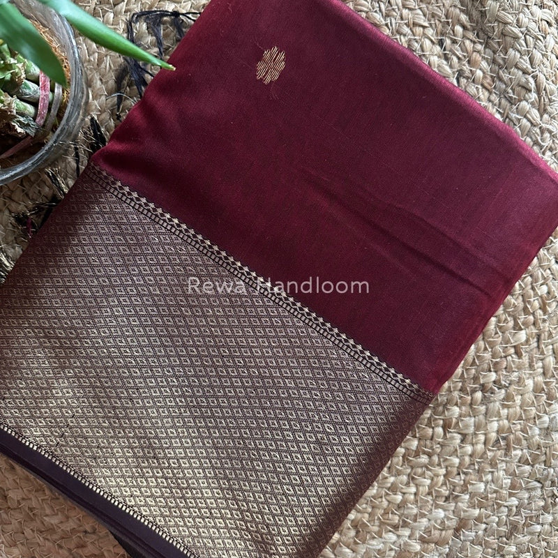 Maheshwari Maroon Zari Skirt Butti Saree ZSB032