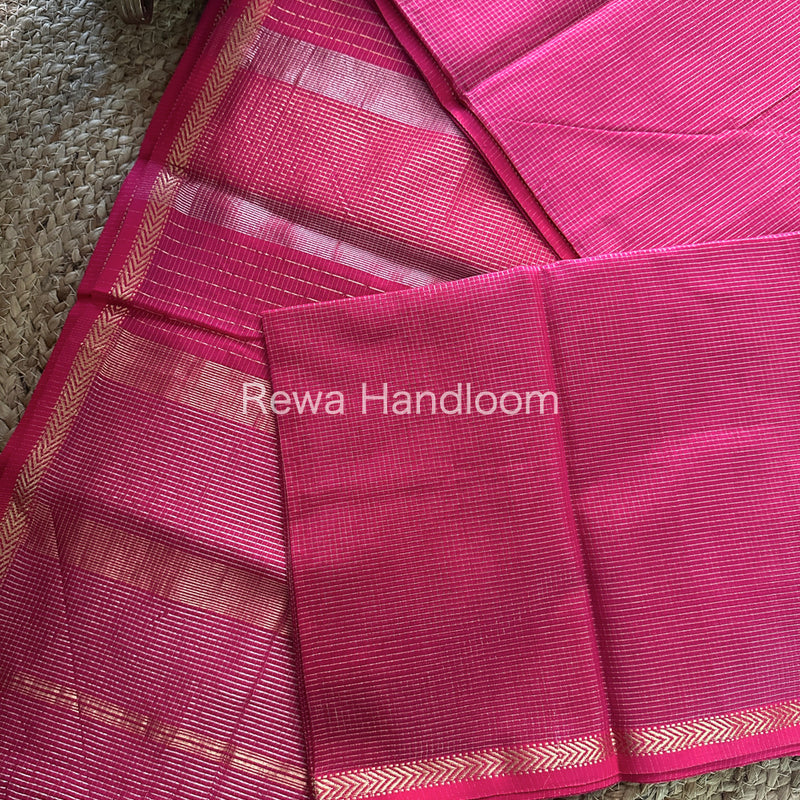 Maheshwari Pink Tissue Silk Saree-TCB0015