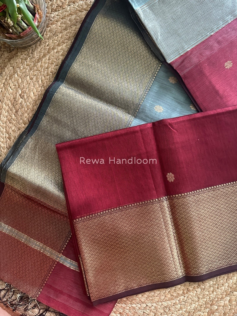 Maheshwari Maroon Zari Skirt Butti Saree ZSB032