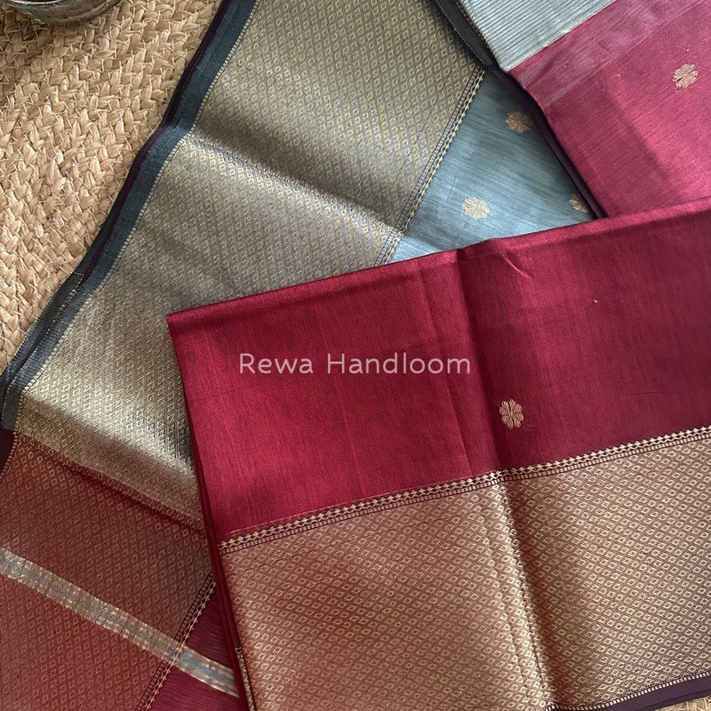 Maheshwari Maroon Zari Skirt Butti Saree ZSB032
