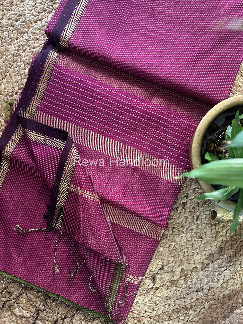 Maheshwari Magenta Tissue Silk Saree-TCB0013