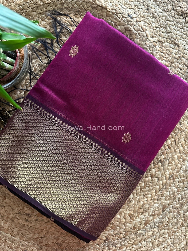 Maheshwari Magenta Zari Skirt Butti Saree ZSB034