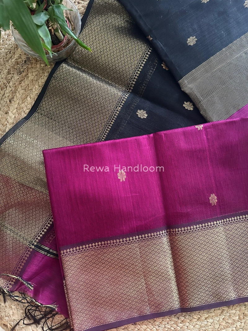 Maheshwari Magenta Zari Skirt Butti Saree ZSB034