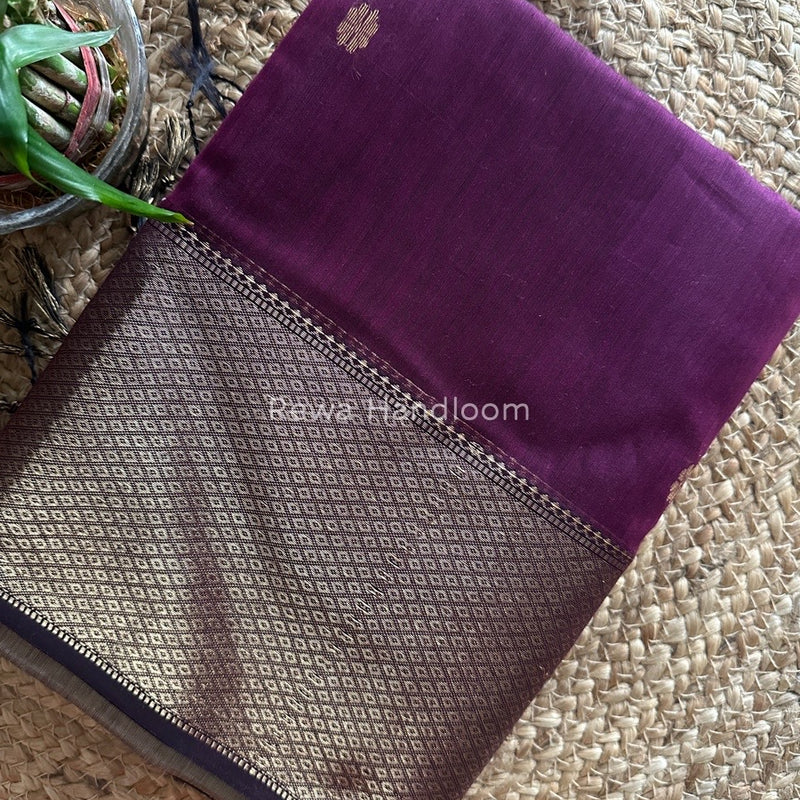 Maheshwari Wine Zari Skirt Butti Saree ZSB040