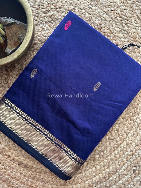 Maheshwari Blue Zari Butti Saree ZKB015