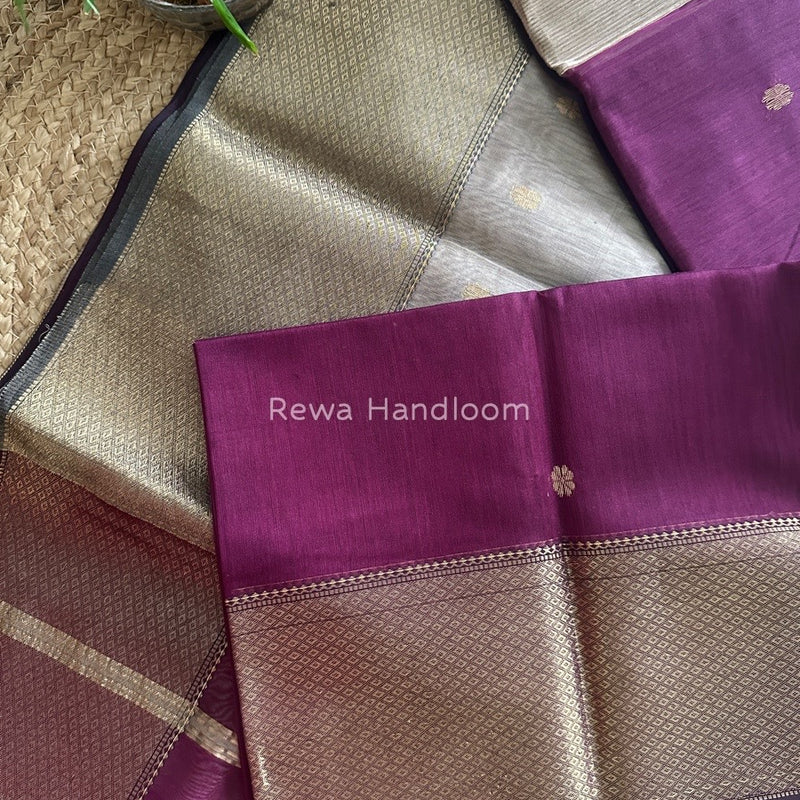 Maheshwari Wine Zari Skirt Butti Saree ZSB040