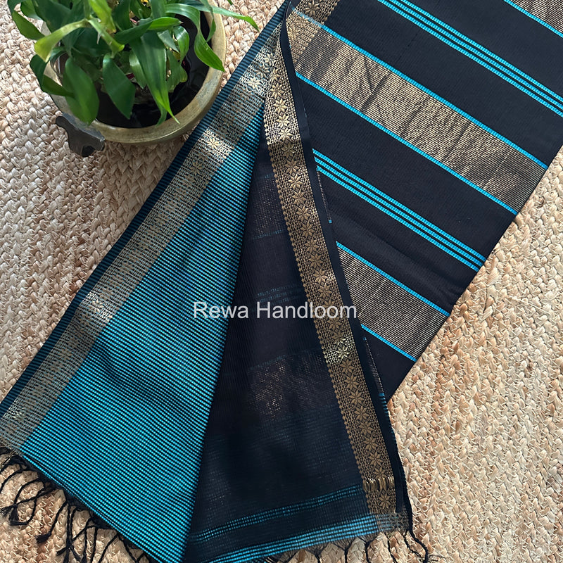 Maheshwari Sky Blue Garbha Reshami Silk Saree GS319