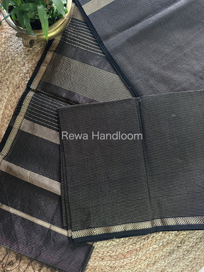 Maheshwari Black Tissue Silk Saree-TCB0011