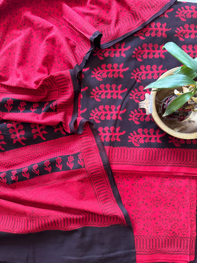 Red Bagh Print Cotton Suit