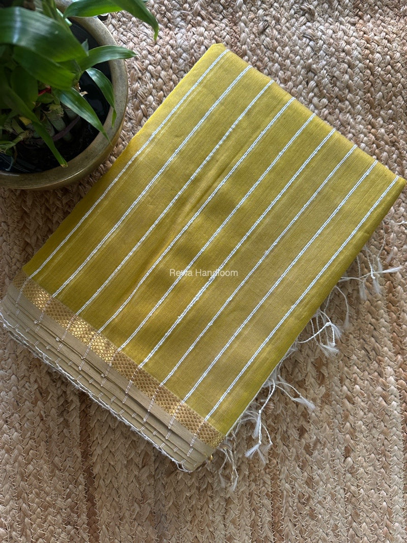 Maheshwari Light Mehendi Green Gichha Thread Lining Saree GTLS023