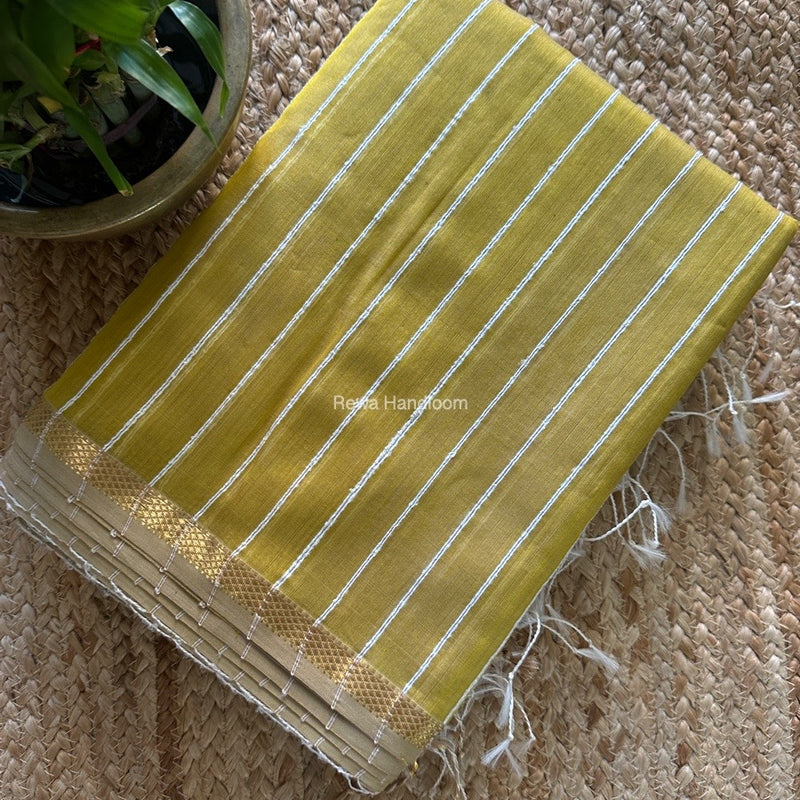 Maheshwari Light Mehendi Green Gichha Thread Lining Saree GTLS023