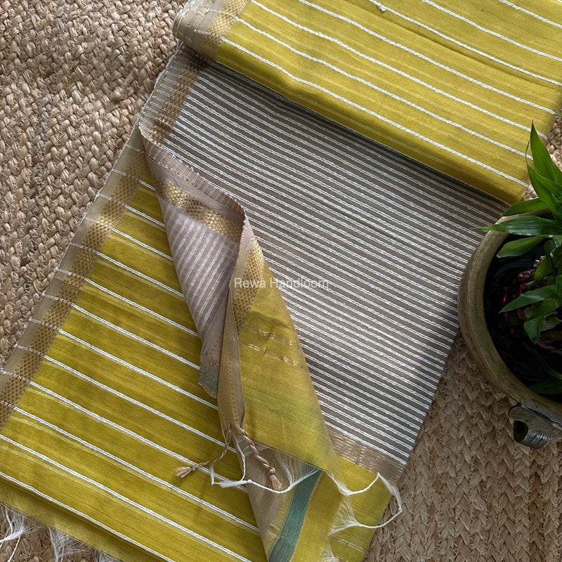 Maheshwari Light Mehendi Green Gichha Thread Lining Saree GTLS023