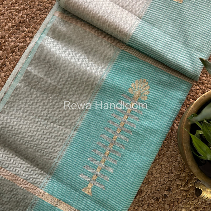 Maheshwari Sea Green Silver Zari Buta- Buti Saree SBP05