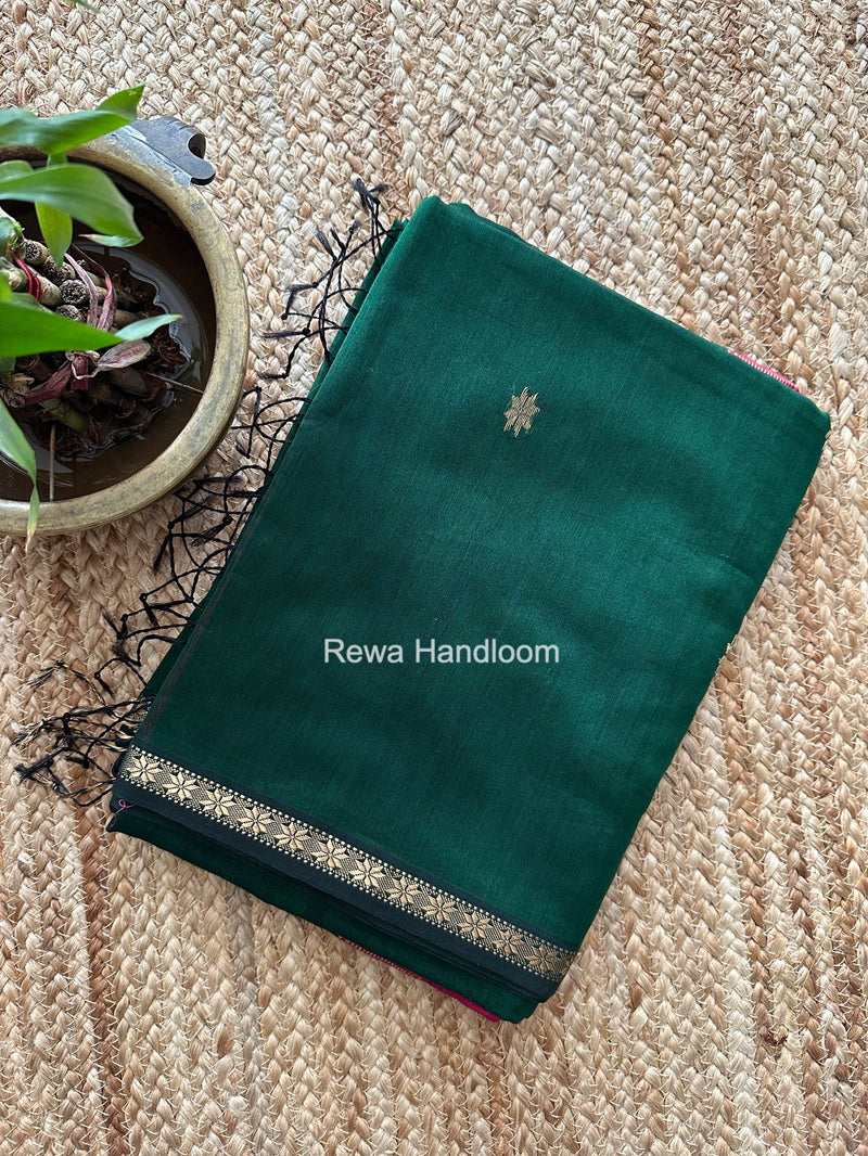 Green Star Butti Maheshwari Saree SSB075
