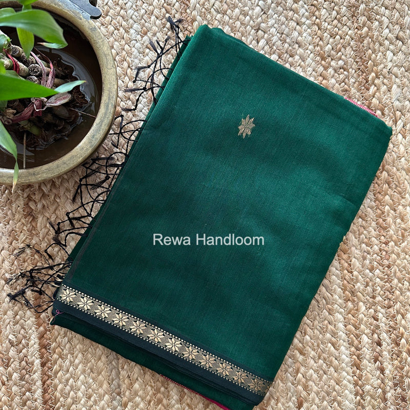 Green Star Butti Maheshwari Saree SSB075