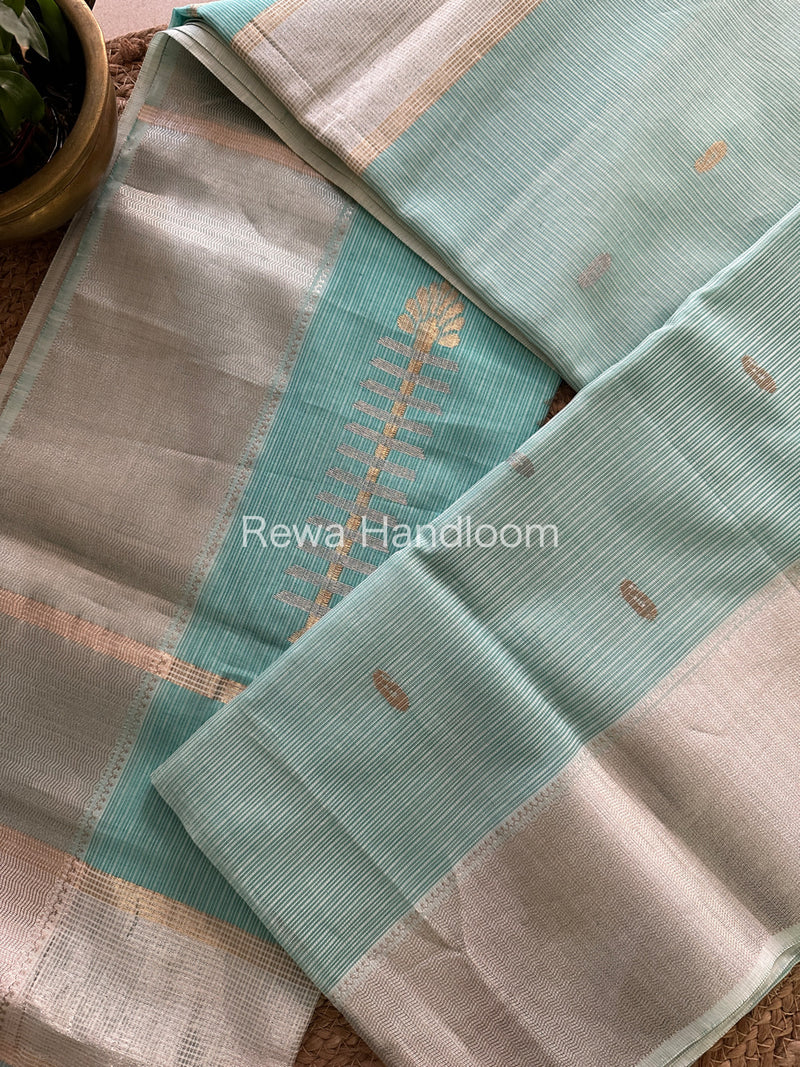 Maheshwari Sea Green Silver Zari Buta- Buti Saree SBP05