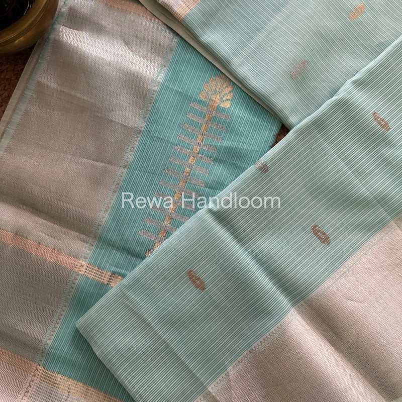 Maheshwari Sea Green Silver Zari Buta- Buti Saree SBP05