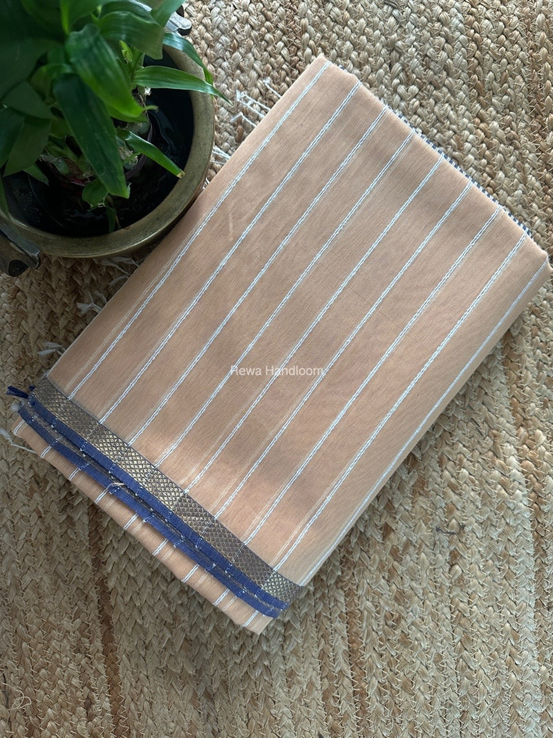 Maheshwari Peach Gichha Thread Lining Saree GTLS027