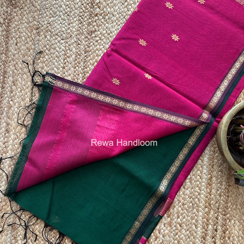 Green Star Butti Maheshwari Saree SSB075