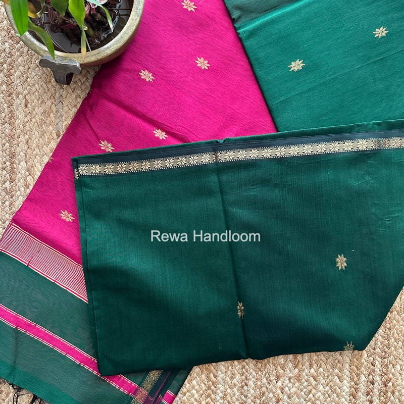 Green Star Butti Maheshwari Saree SSB075