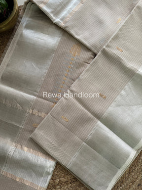 Maheshwari Beige Silver Zari Butti Buta Saree-SBP01