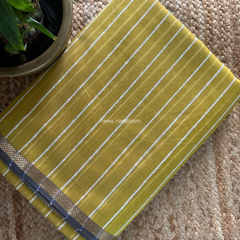 Maheshwari Yellow Gichha Thread Lining Saree GTLS028