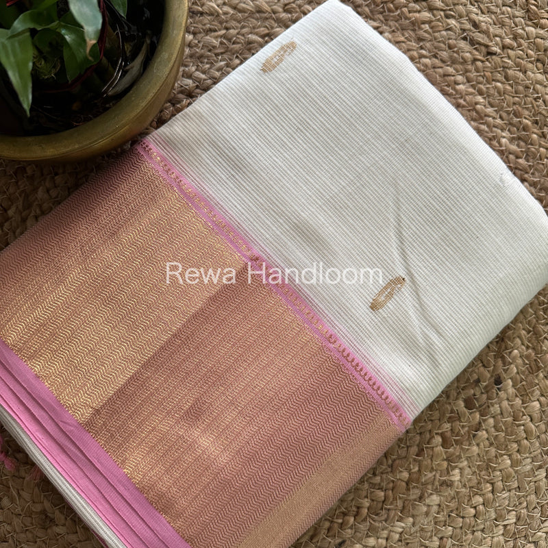 Maheshwari  Silver Zari Buta-Buti Saree 