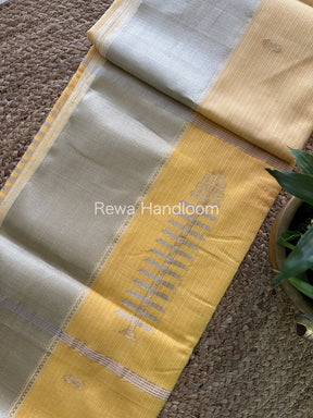 Maheshwari Light Yellow Silver Zari Butti Buta Saree-SBP04