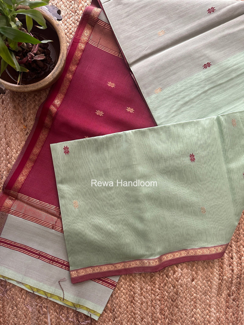 Pista Green Star Butti Maheshwari Saree SSB068