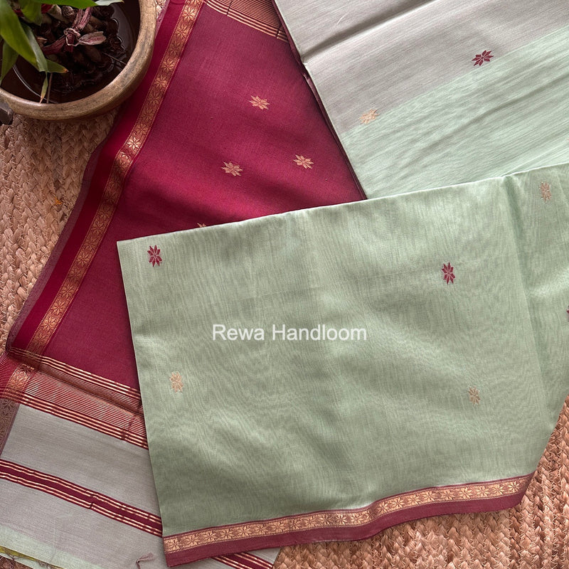 Pista Green Star Butti Maheshwari Saree SSB068