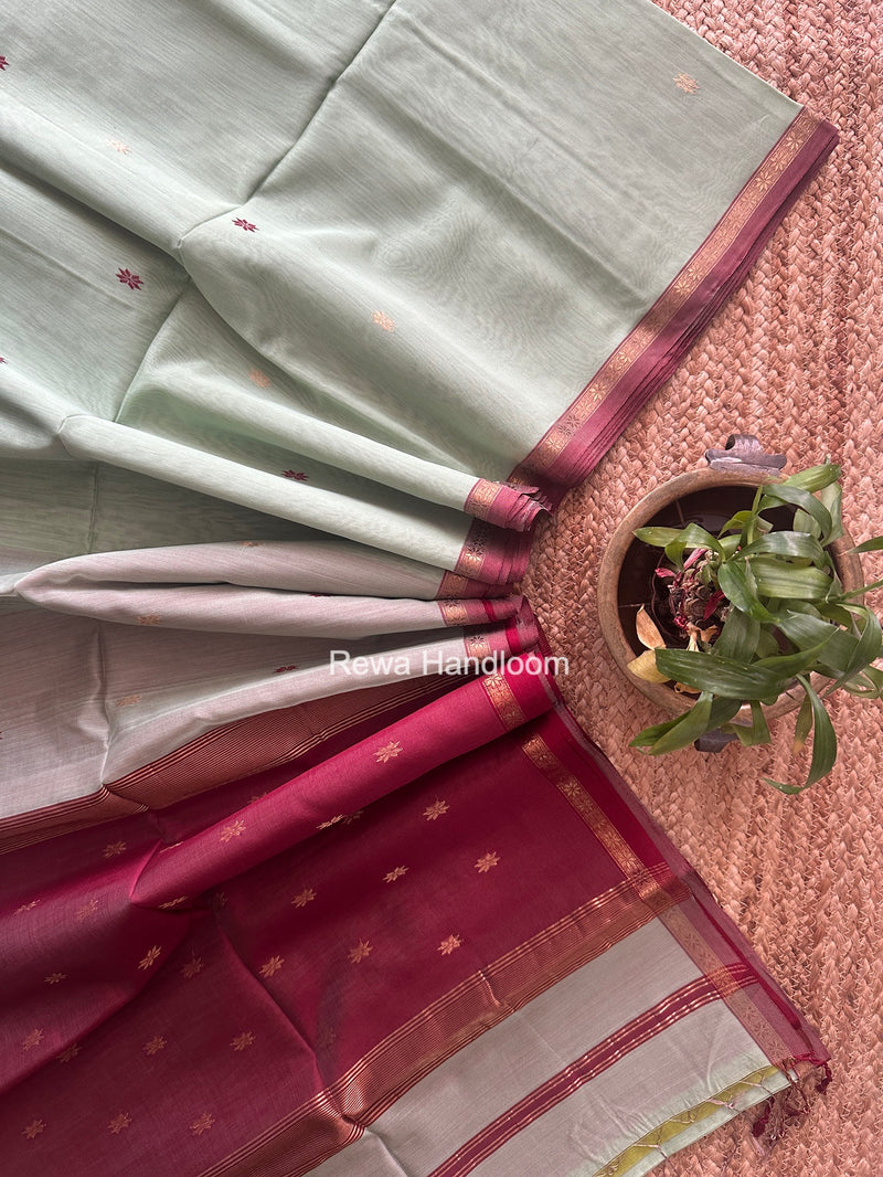 Pista Green Star Butti Maheshwari Saree SSB068
