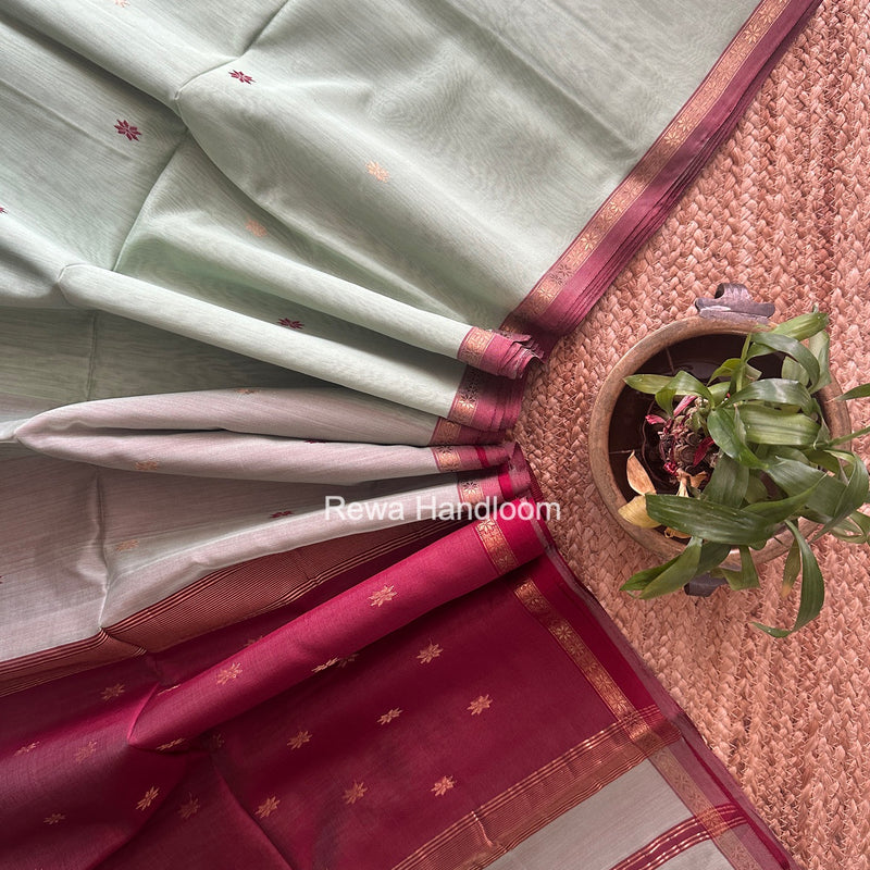 Pista Green Star Butti Maheshwari Saree SSB068