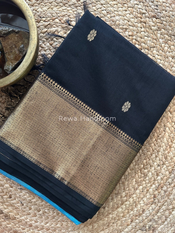 Maheshwari Black Zari Skirt Butti Saree ZSB0115