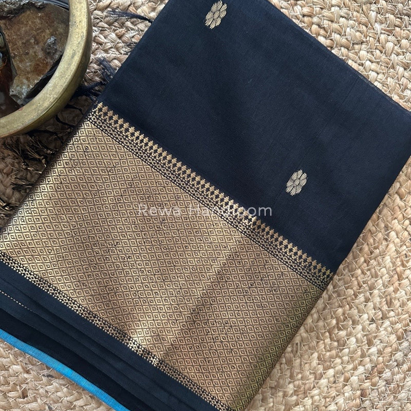 Maheshwari Black Zari Skirt Butti Saree ZSB0115