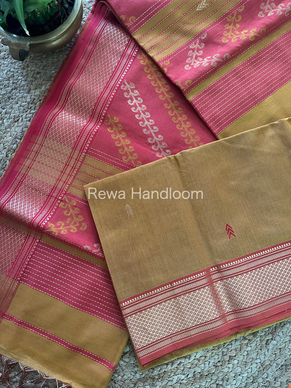 Maheshwari Mustard Tissue Silk Saree-TBP01