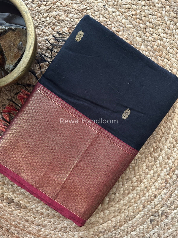 Maheshwari Black Zari Skirt Butti Saree ZSB0117