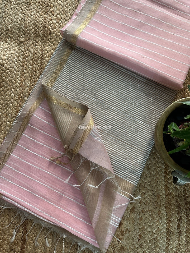 Maheshwari Light Pink Gichha Thread Lining Saree GTLS037