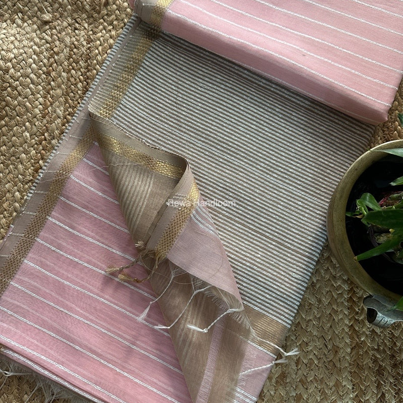 Maheshwari Light Pink Gichha Thread Lining Saree GTLS037